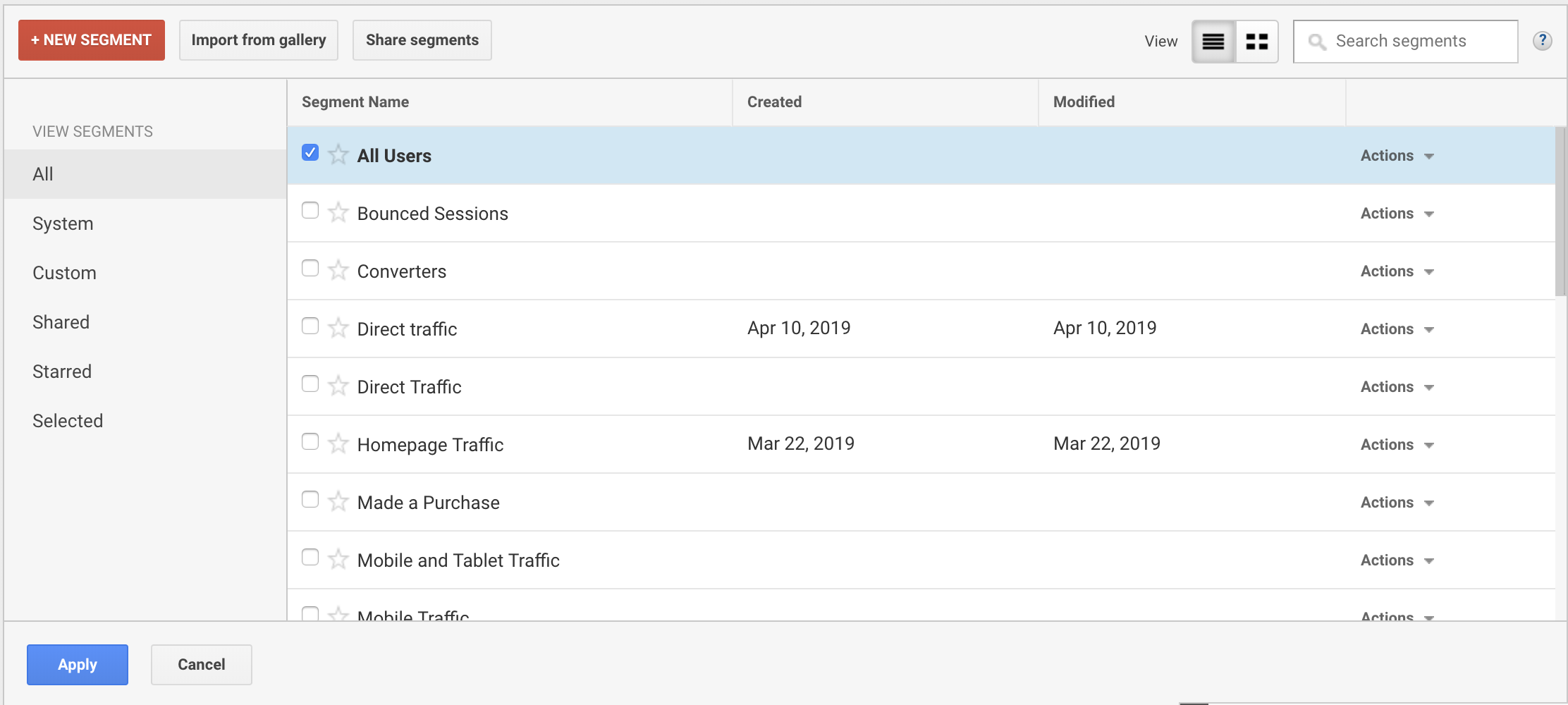 adding a custom segment filter in google analytics