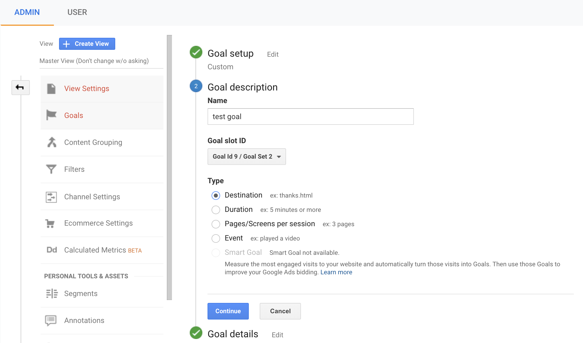 set up goal funnels in google analytics