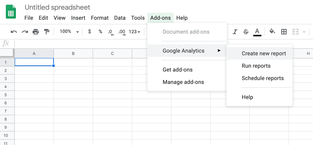 Google Analytics add-on for Google Sheets